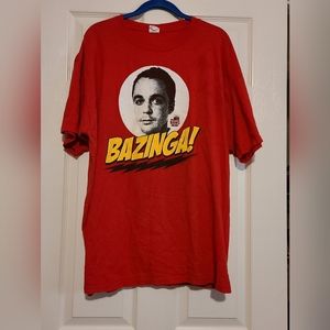 Red Big Bang Theory Sheldon Bazinga T-shirt sz 2XL